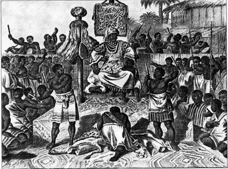 Le roi du Loango tient audience gravure extraite de 0. Dapper