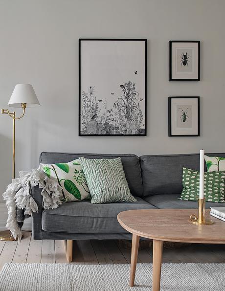 appartement suédois séjour blanc canapé gris - blog déco - clem around the corner