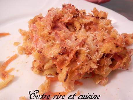 Gratin de coquillettes au chou, carottes et bacon Gratin de coquillettes au chou, carottes et bacon