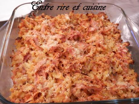 Gratin de coquillettes au chou, carottes et bacon Gratin de coquillettes au chou, carottes et bacon