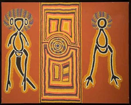 Focus sur une peinture aborigène : "The Guardians&quot; de Linda Syddick NAPALJARRI