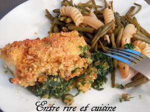 Crumble de cabillaud aux épinards et épices colombo Crumble de cabillaud aux épinards et épices colombo