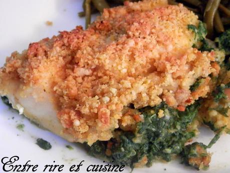 Crumble de cabillaud aux épinards et épices colombo Crumble de cabillaud aux épinards et épices colombo