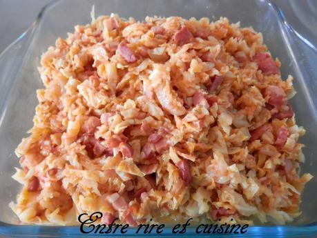 Chou à la tomate et dés de lardons (au Cookeo) Chou à la tomate et dés de lardons (au Cookeo)