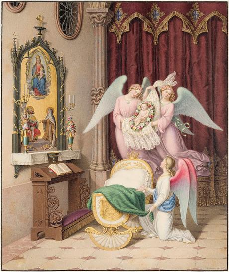 La naissance d'un roi béni du ciel, un tableau de Franz Xaver  Nachmann