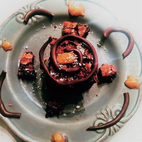 Brownie chocolat caramel au beurre salé et sa spirale au chocolat