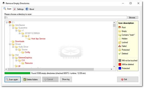 Remove Empty Directories, permet de rechercher et de supprimer des dossiers vides Remove Empty Directories, permet de rechercher et de supprimer des dossiers vides