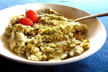 Bubble and squeak; purée de  brocoli, chou-fleur, courgettes, et choux de bruxelles