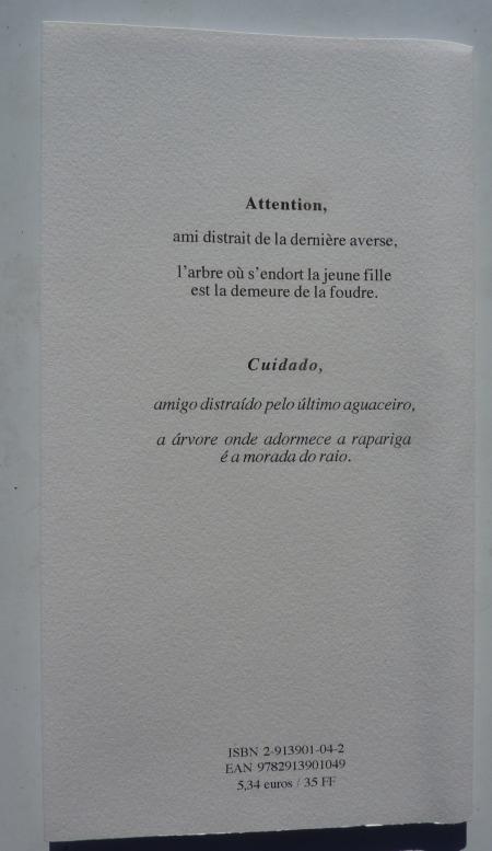 Rareté la jeune fille,a rapariga,christian cottet-emard,poème,littérature,france,portugal,recueil bilingue français portugais,traduction suzana marto,blog littéraire de christian cottet-emard,rareté bibliophilie,collection,édition originale 2001,tirage limité,éditions orage lagune express,oyonnax,médiathèque municipale oyonnax,centre culturel louis aragon oyonnax,dépôt légal 2001,bnf,bibliothèque nationale de france,manuscrit,carnet,ain,rhône alpes auvergne,europe,haut bugey