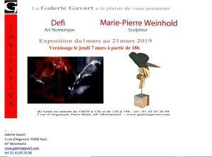 Galerie GAVART   Defi (Art Numérique) Marie-Pierre Weinhold (sculpteur) 1er /21 Mars 2019