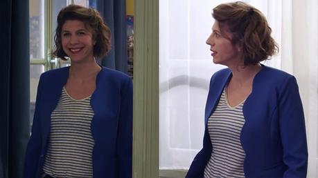 DEMAIN NOUS APPARTIENT : un blazer festonné bleu comme celui de Sandrine dans l’épisode 411