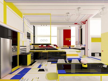 Brani & Desi créent un intérieur inspiré par l’œuvre de Piet Mondrian