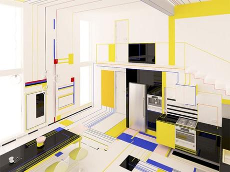 Brani & Desi créent un intérieur inspiré par l’œuvre de Piet Mondrian Brani & Desi créent un intérieur inspiré par l’œuvre de Piet Mondrian