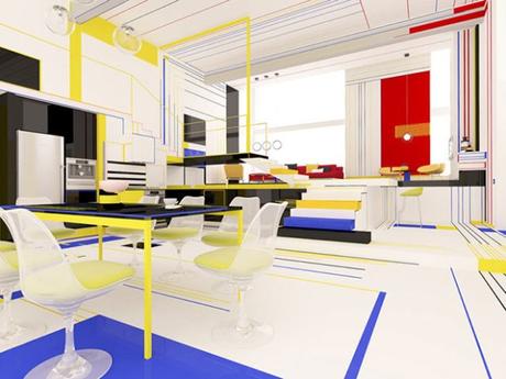 Brani & Desi créent un intérieur inspiré par l’œuvre de Piet Mondrian Brani & Desi créent un intérieur inspiré par l’œuvre de Piet Mondrian