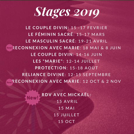 Stage 2019: des nouveautés....avec Marie et St Michel Archange