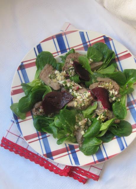 Langue de porc tiède en salade Langue de porc tiède en salade