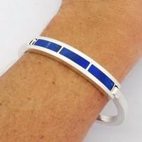 bracelet rigide lapis lazuli en argent