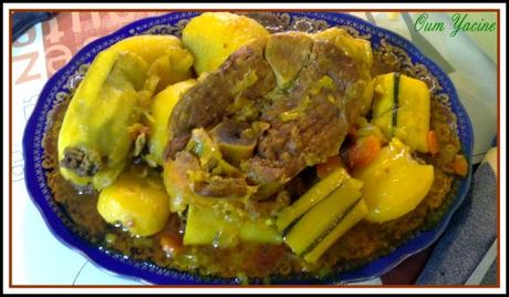 Tajine aux courgettes et pommes de terre farcis à la cardamome