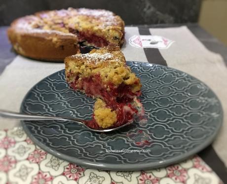 Gâteau aux framboises et son crumble crunchy muesli au companion thermomix ou sans robot 