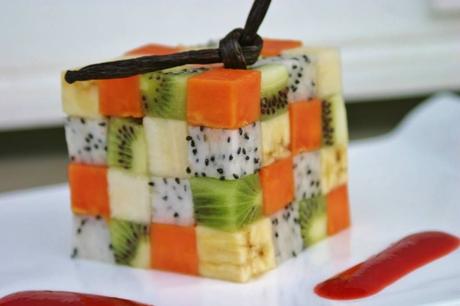 Rubik’s cube de fruits, la salade de fruits design