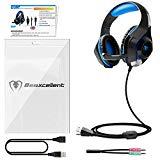 Beexcellent  GM-1 Casque Gaming PS4, Casque Gamer avec Micro Premium Anti Bruit Audio Stéréo Basse avec LED Lampe Jeux Vidéo Gaming Compatible pour PC Xbox One Laptop Tablette