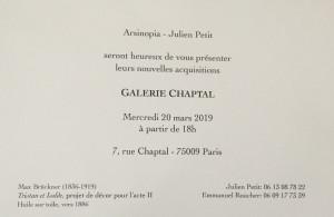 Galerie Chaptal  — de nouvelles acquisitions – à partir du 20 Mars 2019