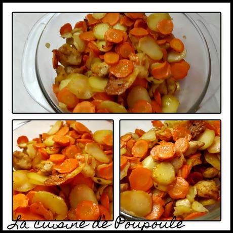 Poêlée de carottes, pommes de terre et poulet à l'actifry