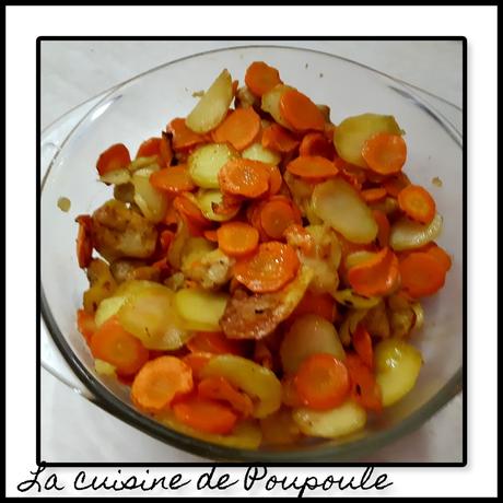 Poêlée de carottes, pommes de terre et poulet à l'actifry