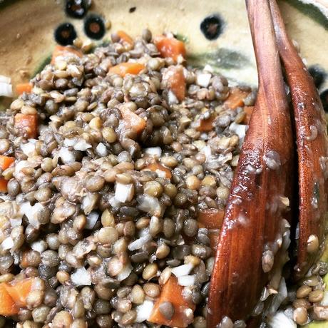 salade tiède de lentilles aux carottes