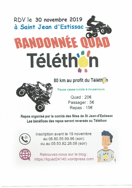 Rando quad Téléthon à St Jean d'Estissac (24) du Comité des Fêtes, le 30 novembre 2019