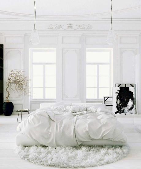 tapis rond chambre blanche fourrure lumineux - blog déco - clem around the corner