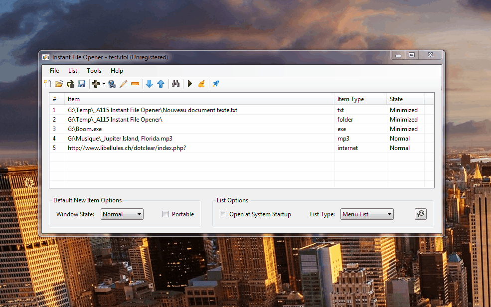 Instant File Opener - ouverture sélective de fichiers/listes