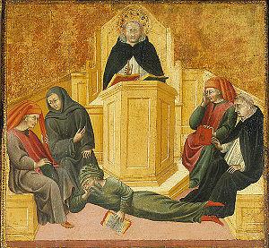 Saint Thomas d’Aquin confond Averroès, de Giovanni di Paolo (1445)