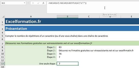 Comment compter les répétitions de caractères dans une cellule et créer une fonction personnalisée sur Excel ?