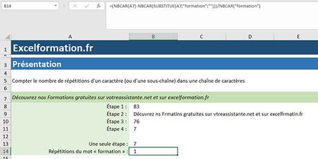 Comment compter les répétitions de caractères dans une cellule et créer une fonction personnalisée sur Excel ?