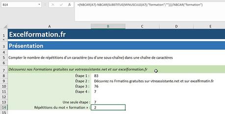 Comment compter les répétitions de caractères dans une cellule et créer une fonction personnalisée sur Excel ?