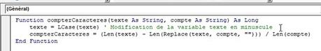 Comment compter les répétitions de caractères dans une cellule et créer une fonction personnalisée sur Excel ?