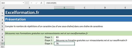 Comment compter les répétitions de caractères dans une cellule et créer une fonction personnalisée sur Excel ?