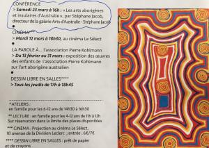 conférence sur l’Art aborigène le 23 Mars Maison des Arts à Antony