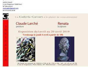 Galerie Gavart   exposition  Claude Larché  et Renata  – 1er Avril au 20 Avril 2019