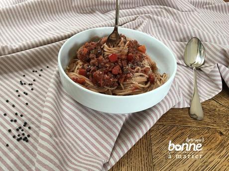 Spaghetti bolognaises vegan {aux lentilles, champignons et noix}