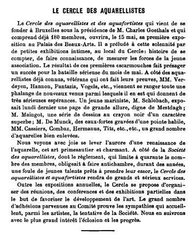 Cercle des aquarellistes et des aquafortistes belges 1883-1884 – Billet n° 47