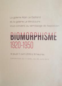 Galeries Alain Le Gaillard et le Minotaure  » BIOMORPHISME  » 1920-1950 -11 Avril au 29 Juin 2019