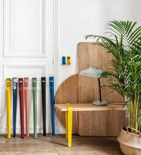 astuces pied tiptoe coloré table banc appartement style parisien - blog déco - clem around the corner