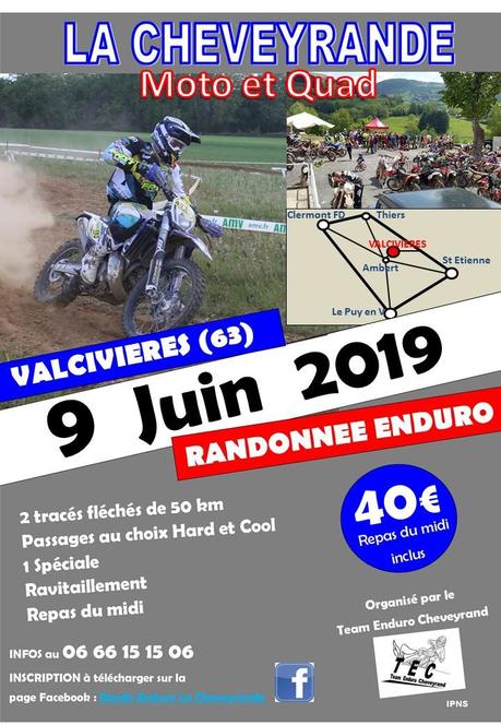 Randonnée La Cheveyrande moto et quad du Team Enduro Cheveyrand à Valcivieres (63), le 9 juin 2019