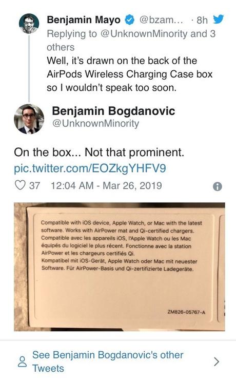 Apple mentionne son AirPower sur la boîte des nouveaux AirPods !