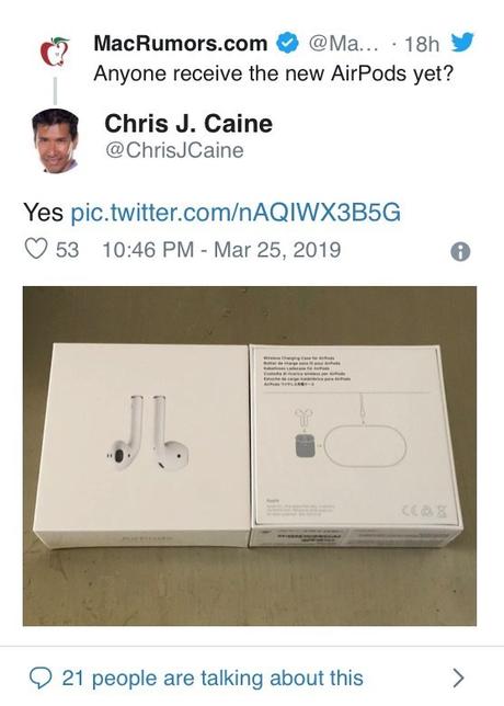 Apple mentionne son AirPower sur la boîte des nouveaux AirPods !