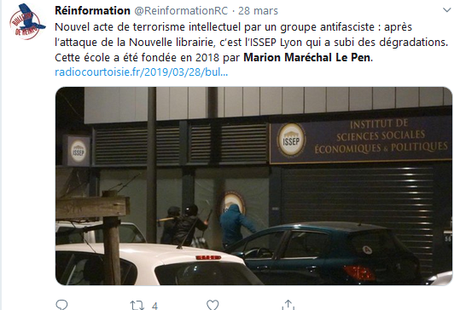 Attaque de l’#ISSEP : des bisous à @MarionMarechal et @MCarolineLePen … #NONazis