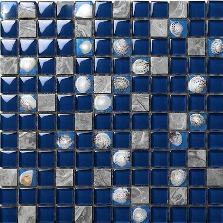 blue glass tile dark blue glass mosaic glossy tile resin shell gray stone bathroom wall tiles blue grey glass tile backsplash