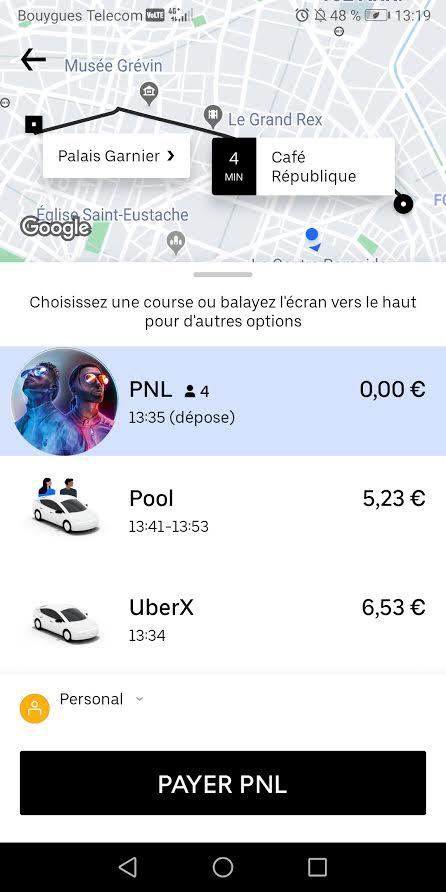 Des Uber PNL gratuits dans Paris